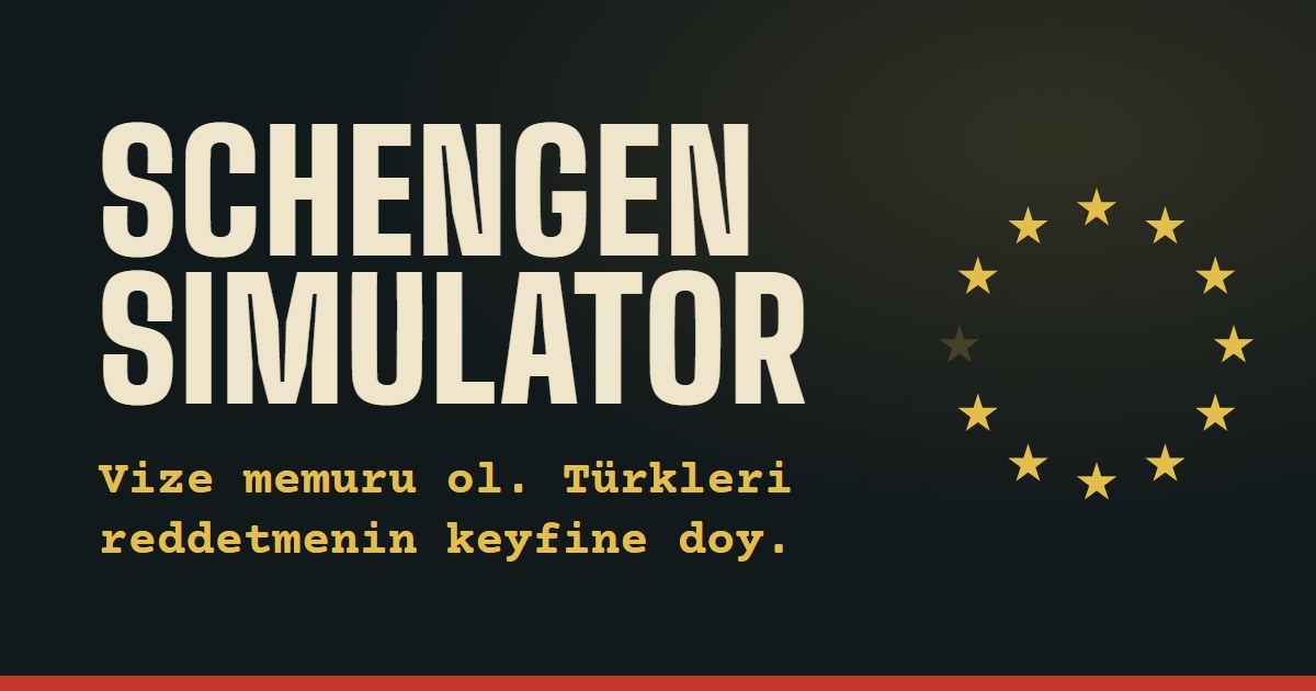 Schengen Simulator: bir yıldızı eksik AB yıldız halkasının yanında oyunun adı
